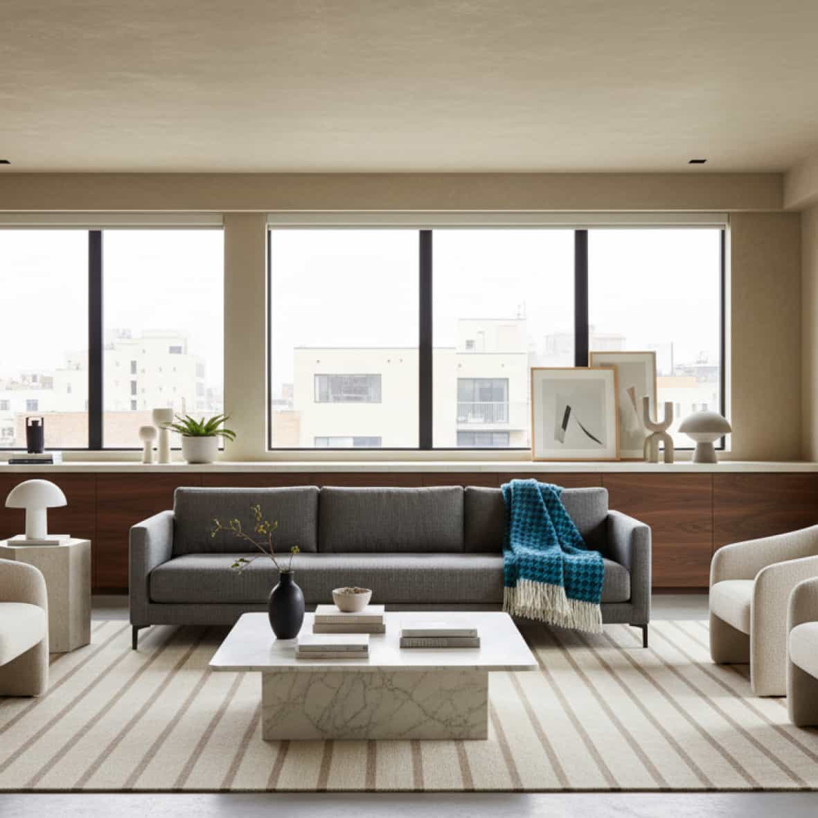 Plaid tissé - Pied de poule Bleu - 130 x 170 cm – Image 2