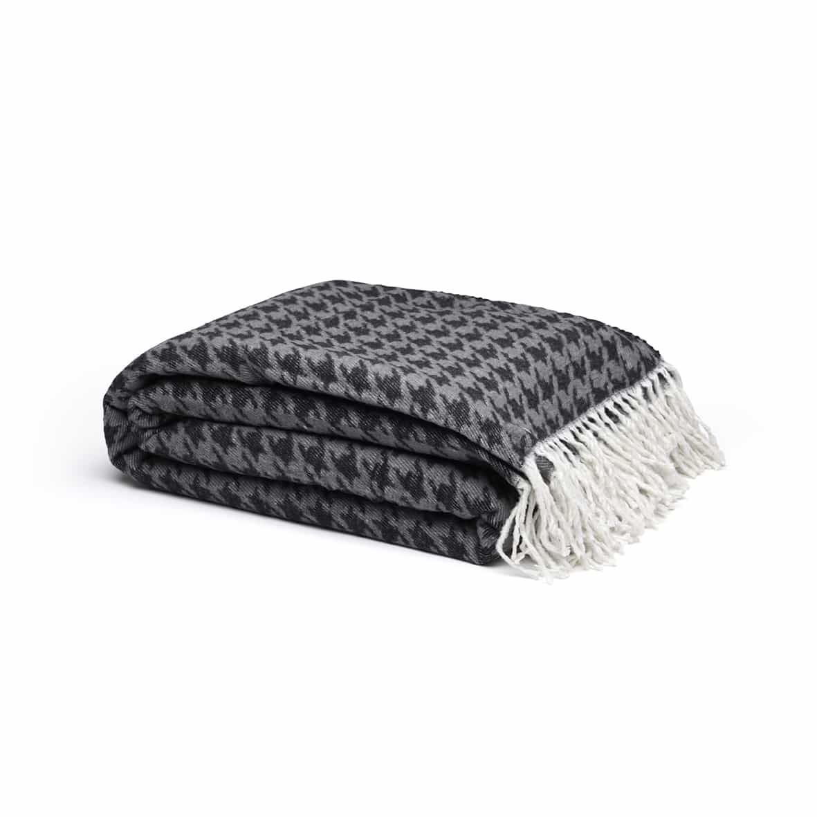 Plaid tissé - Pied de poule Noir / Gris foncé - 130 x 170 cm